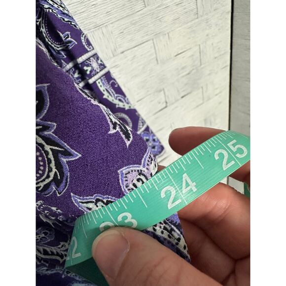 J Jill women’s dress button up Bohemian Paisley, purple 3/4 sleeve plus size ￼ - Picture 9 of 11